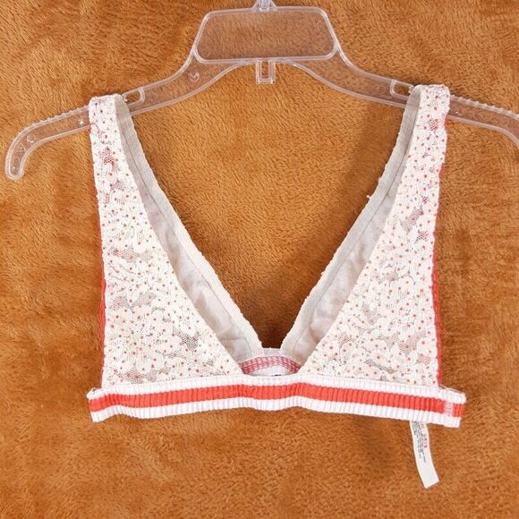 FREE PEOPLE Womens Bra XS Tan Floral Embroidered Lace Pullover Wireless Unlined - Picture 3 of 9